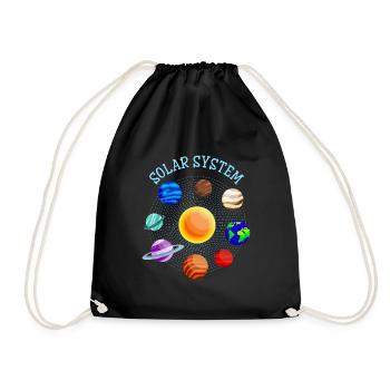 Planets Solar System Sun Earth Mars Astronaut - Drawstring Bag - black - Front