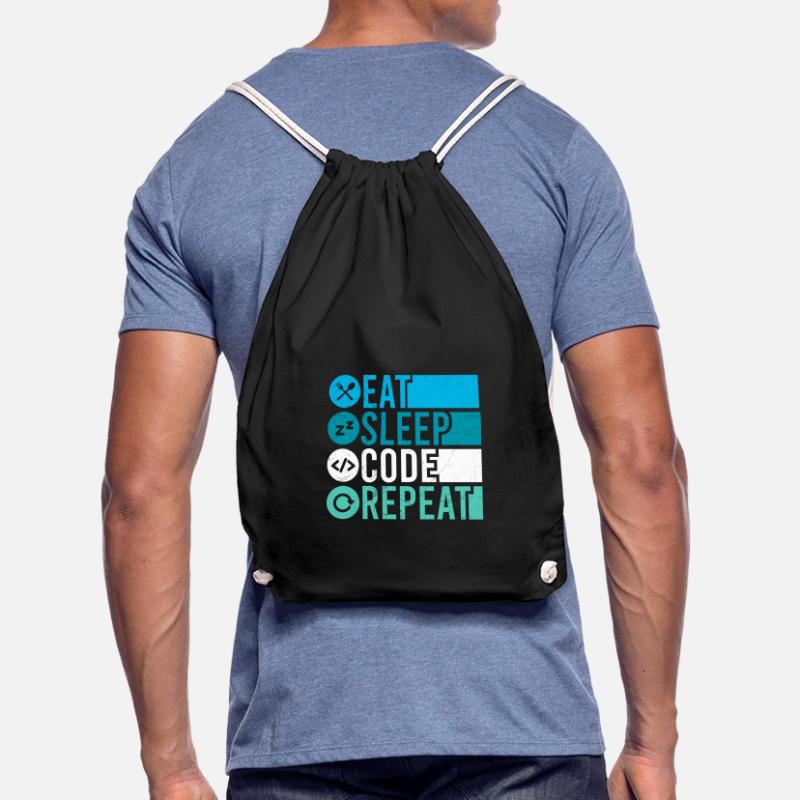 Eat Sleep Code Repeat Programmer Software Drawstring Bag