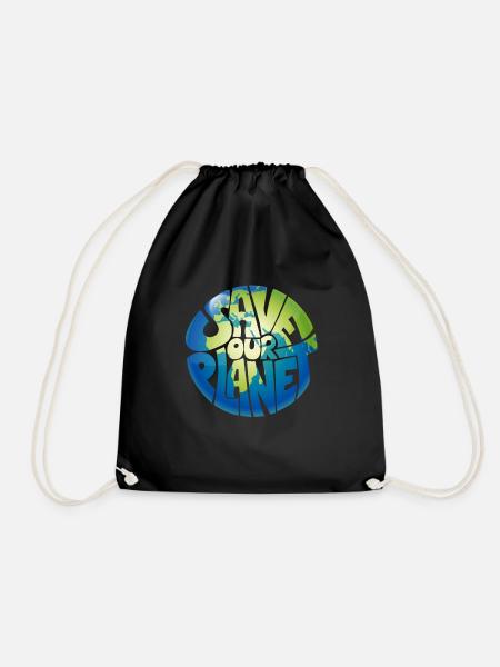 Save our Planet Umwelt Klimaschutz - Turnbeutel - Schwarz