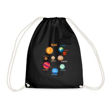 Solar System Planet Sun Earth Mars Astrology - Drawstring Bag - black - Front