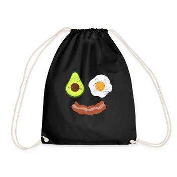 Brunch Breakfast Bacon Egg Avocado Fried Egg - Drawstring Bag - black - Front