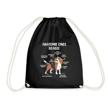 Beagle Anatomie eines Hundes Hundeliebhaber - Turnbeutel - Schwarz - Vorne
