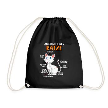 Anatomie einer Katze - Turnbeutel - Schwarz - Vorne