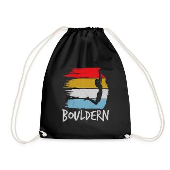 Bouldern Vintage Kletterhalle Boulder - Turnbeutel - Schwarz - Vorne