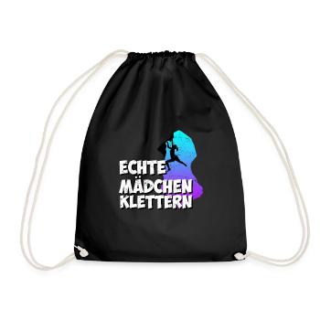 Echte Mädchen Klettern - Turnbeutel - Schwarz - Vorne