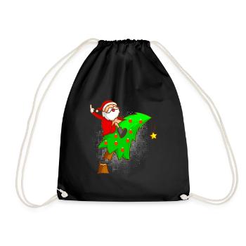 Anti Weihnachten Tannenbaum Nikolaus Mittelfinger - Turnbeutel - Schwarz - Vorne