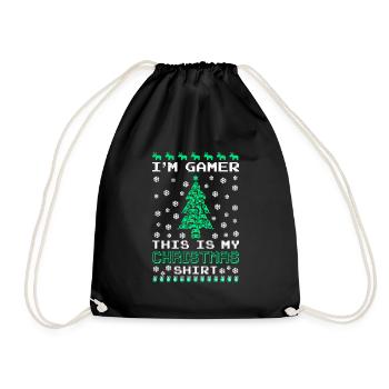 Gamer Christmas Shirt Weihnachten Gaming - Turnbeutel - Schwarz - Vorne