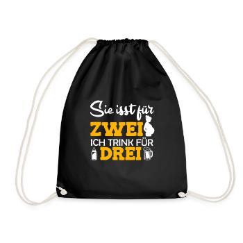 She eats for 2 I drink for 3 father-to-be - Drawstring Bag - black - Front
