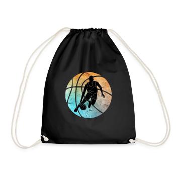 Vintage Basketball Retro Basketball Player - Drawstring Bag - black - Front