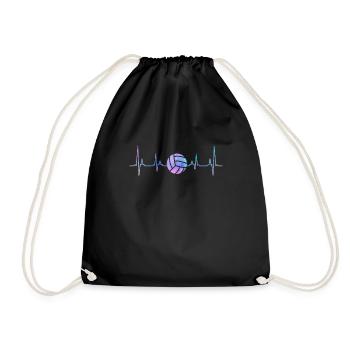 Volleyball Heartbeat Volleyball Player Volleyball - Drawstring Bag - black - Front