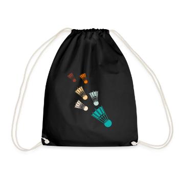 Retro Badminton Federbälle Shuttlecocks - Drawstring Bag - black - Front