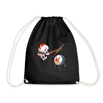 Lustiger Sushi Kampf Sushi Lover Kawaii Fechten - Turnbeutel - Schwarz - Vorne