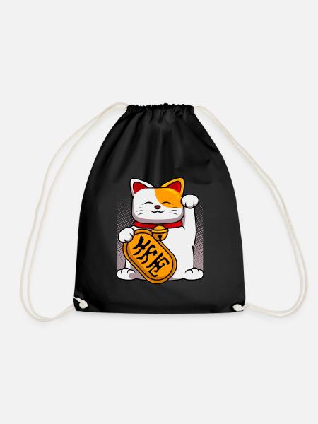 Japan Winkekatze Winken Katzen Katzenbesitzer - Turnbeutel - Schwarz