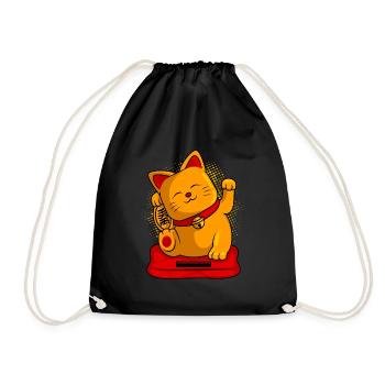 Manekineko winkende Japan Katze Katzenbesitzer - Turnbeutel - Schwarz - Vorne
