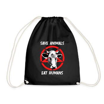 Veganer Spruch Save Animals Eat Humans Satan - Turnbeutel - Schwarz - Vorne