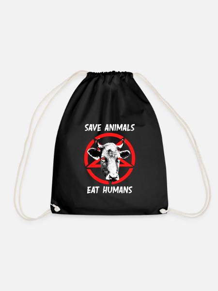 Veganer Spruch Save Animals Eat Humans Satan - Turnbeutel - Schwarz