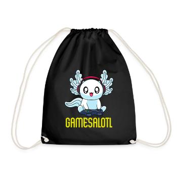 Gamesalotl Gamesolotl Gamer Gaming Axolotl - Turnbeutel - Schwarz - Vorne