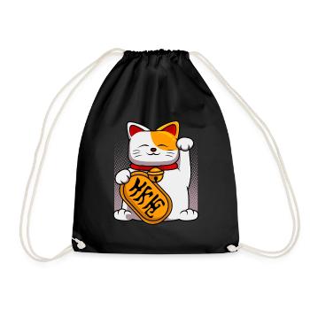 Japan Winkekatze Winken Katzen Katzenbesitzer - Turnbeutel - Schwarz - Vorne