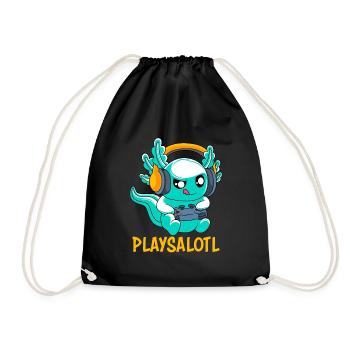 Playsalotl Gamer Gaming Axolotl Kawaii Manga - Sac de sport léger - noir - Devant