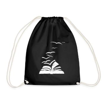 Books Birds Seagull Bookworm - Drawstring Bag - black - Front