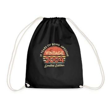 2004 18 Years of being awesome 18 years - Drawstring Bag - black - Front