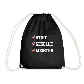 Stift Geselle Meister Meisterprüfung bestanden - Turnbeutel - Schwarz - Vorne
