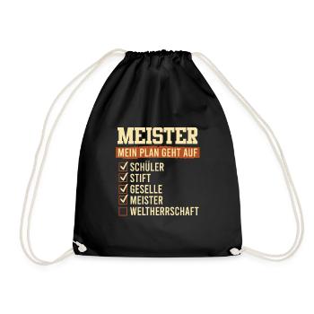 Meisterschule absolviert Meisterprüfung bestanden - Turnbeutel - Schwarz - Vorne