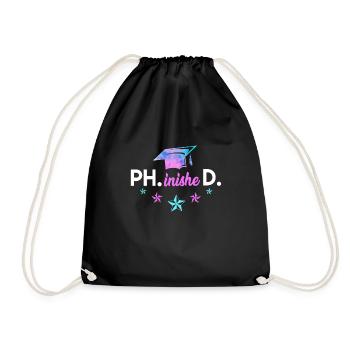 Phd geschafft Doktor 2022 Phinished Doktortitel - Turnbeutel - Schwarz - Vorne
