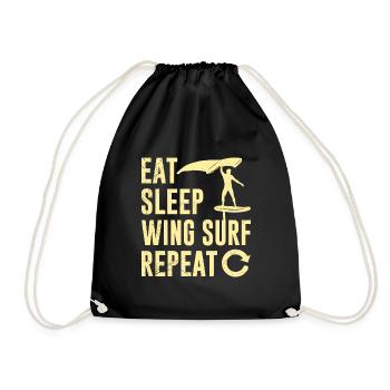 Wing Foil Eat Sleep Wing Surf Repeat Wing Foiler - Turnbeutel - Schwarz - Vorne