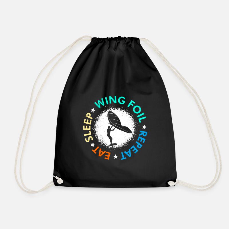 Eat Sleep Wing Foil Repeat Wing Surfer - Turnbeutel - Schwarz