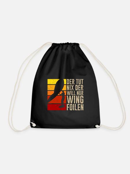 Der will nur Wing Foilen Wing Surf - Turnbeutel - Schwarz