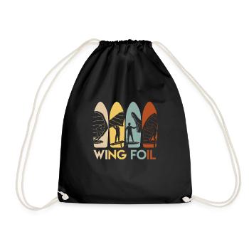 Wing Surf WIng Foil Retro Wingfoiling - Turnbeutel - Schwarz - Vorne