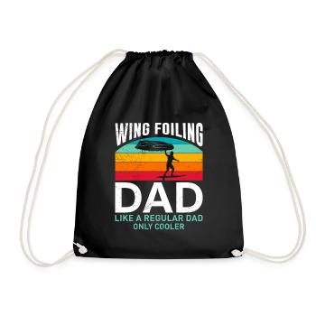 Wing Foiling Papa comme normal mais cool Wing Surf - Sac de sport léger - noir - Devant