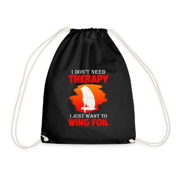 No therapy only Wing Foilen Wingfoil - Drawstring Bag - black - Front