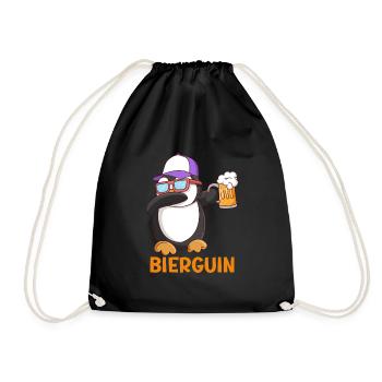 Beerguin Bier Pinguin Party Festival - Turnbeutel - Schwarz - Vorne