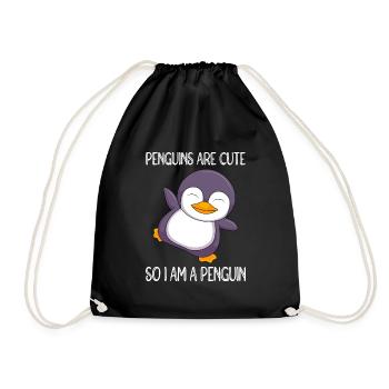 Pinguine sind süß ich bin ein Pinguin Liebe Kinder - Turnbeutel - Schwarz - Vorne