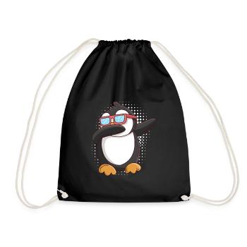 Dabbing Pinguin Kinder - Turnbeutel - Schwarz - Vorne