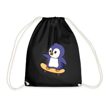 Skater PInguin Skateboarding Pinguin - Drawstring Bag - black - Front
