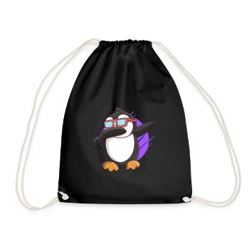 Dabbing Pinguin Kinder - Turnbeutel - Schwarz - Vorne
