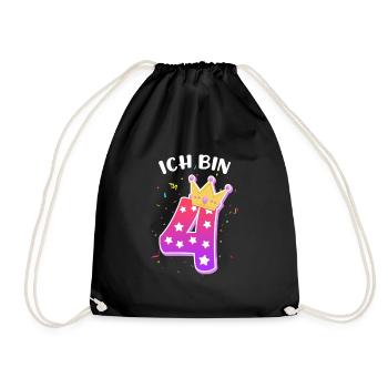 Ich bin 4 Jahre 4. Geburtstag Mädchen - Turnbeutel - Schwarz - Vorne