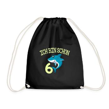 6. Geburtstag 6 Jahre Kindergeburtstag Junge - Turnbeutel - Schwarz - Vorne