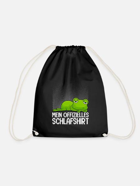 Langschläfer offizielles Schlafshirt Kröte Frosch - Turnbeutel - Schwarz