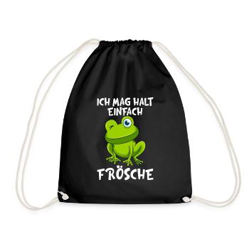 Ich mag halt einfach Frösche Kinder - Turnbeutel - Schwarz - Vorne
