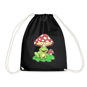 Frosch und Fliegenpilz Cottagecore Aesthetic - Turnbeutel - Schwarz - Vorne
