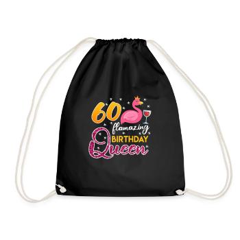 60 Years Flamazing Birthday Queen Ladies - Drawstring Bag - black - Front