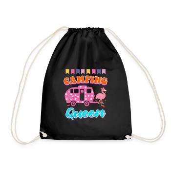 Flamingo Camping Queen Camper Women - Drawstring Bag - black - Front