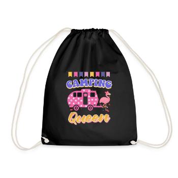 Flamingo Camping Queen Camper Women - Drawstring Bag - black - Front