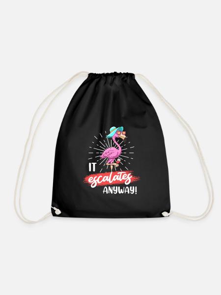 Party Spruch es eskaliert eh Party Flamingo - Turnbeutel - Schwarz