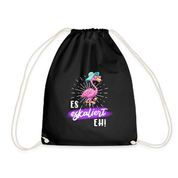 Party Spruch es eskaliert eh Party Flamingo - Turnbeutel - Schwarz - Vorne