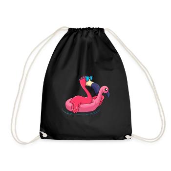 Cooler Flamingo Urlaub Flamingo Schwimmring - Turnbeutel - Schwarz - Vorne